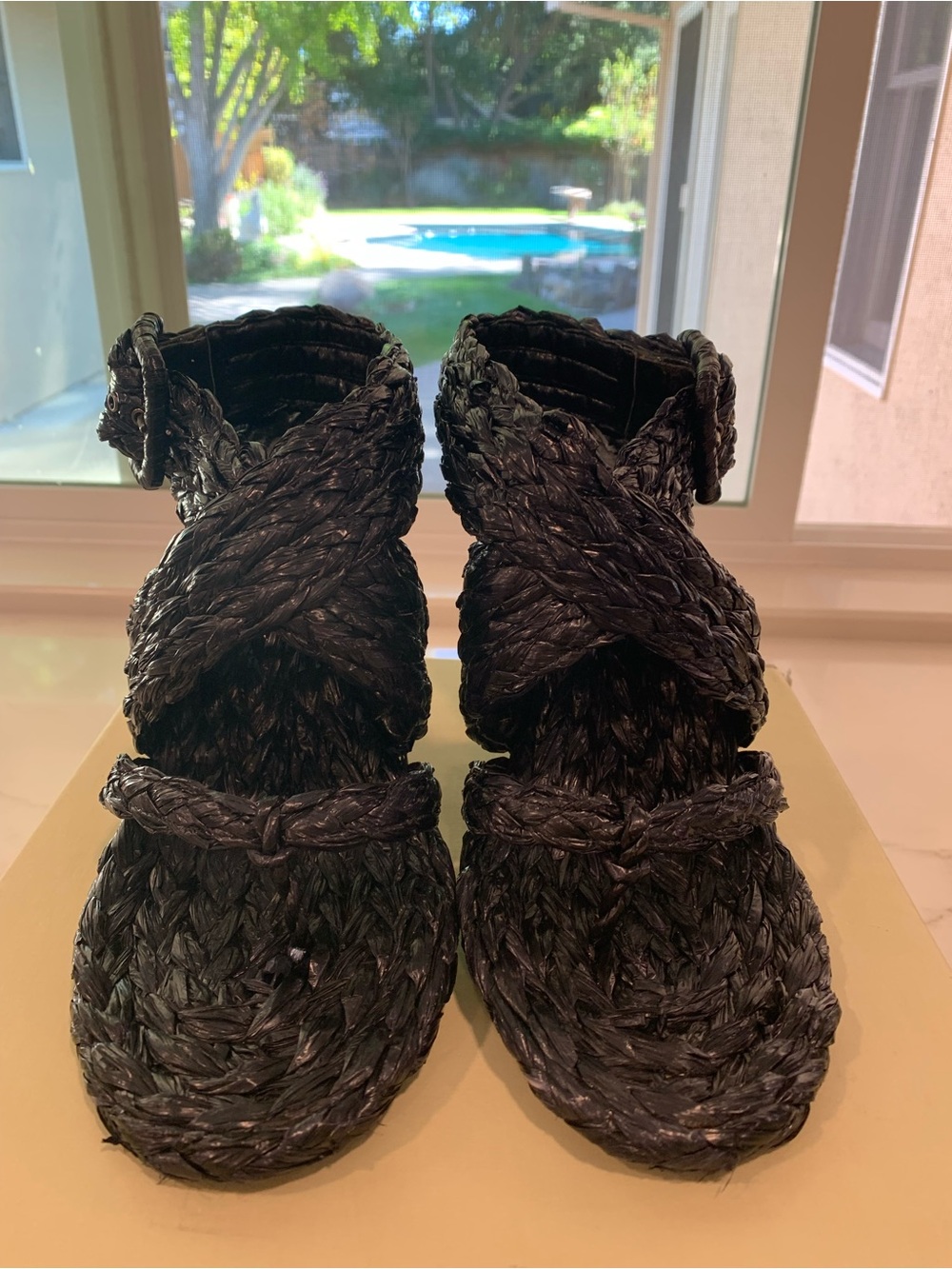 Stella McCartney Black Braided Crisscross Ankle Sandals